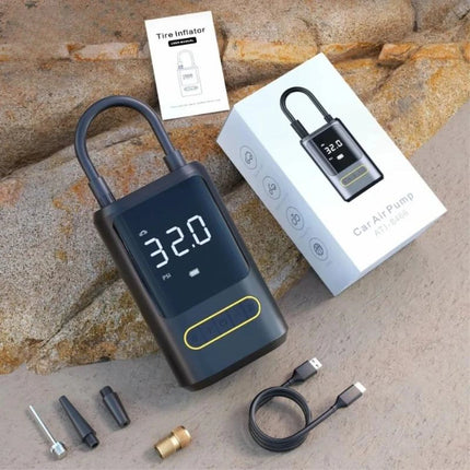 Dækpumpe, powerbank,  2 x 2.000 mAh battericeller