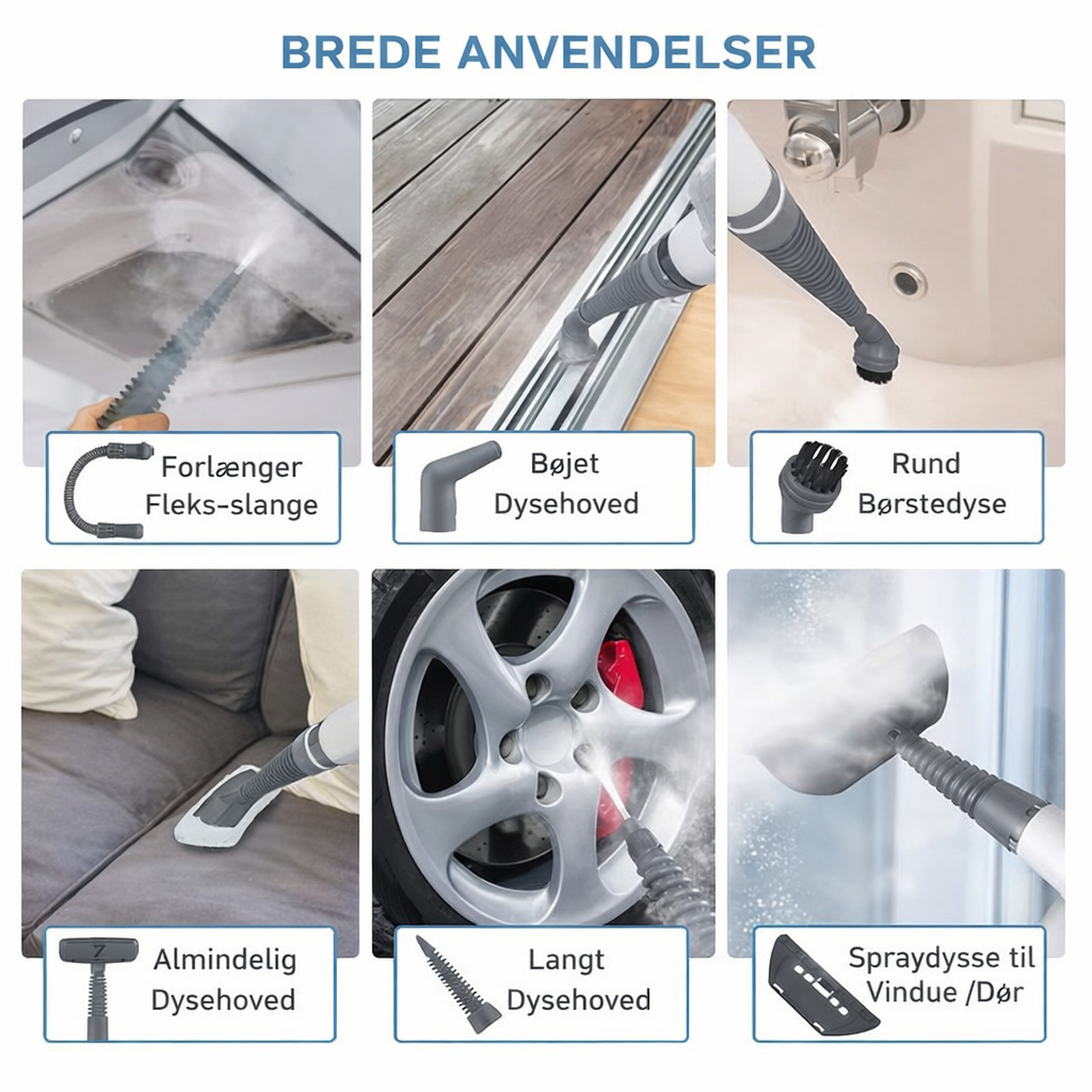 Håndholdt Damprenser – 1500W med 15 Tilbehørsdele
