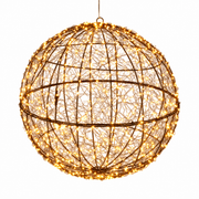 Dekorativ LED lyskugle i sort metal med 500 eller 960 varmhvide lys – 35 eller 58 cm med timer