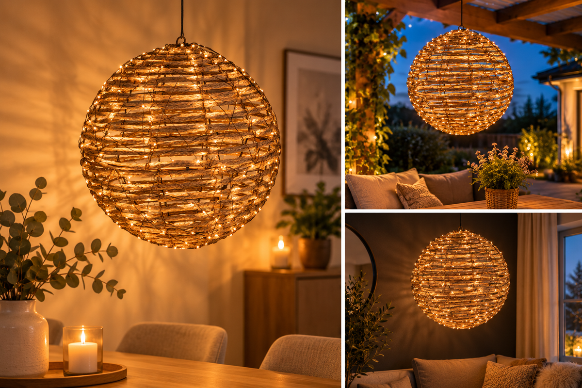 Hængende LED Lyskugle Ø35 cm med 400 Varmhvide Lys