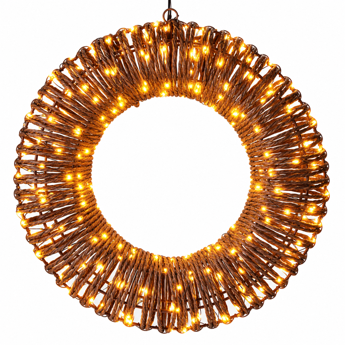 LED Julekrans med 400 Varmhvide Lys – Ø38 cm med Timer til Udendørs Brug