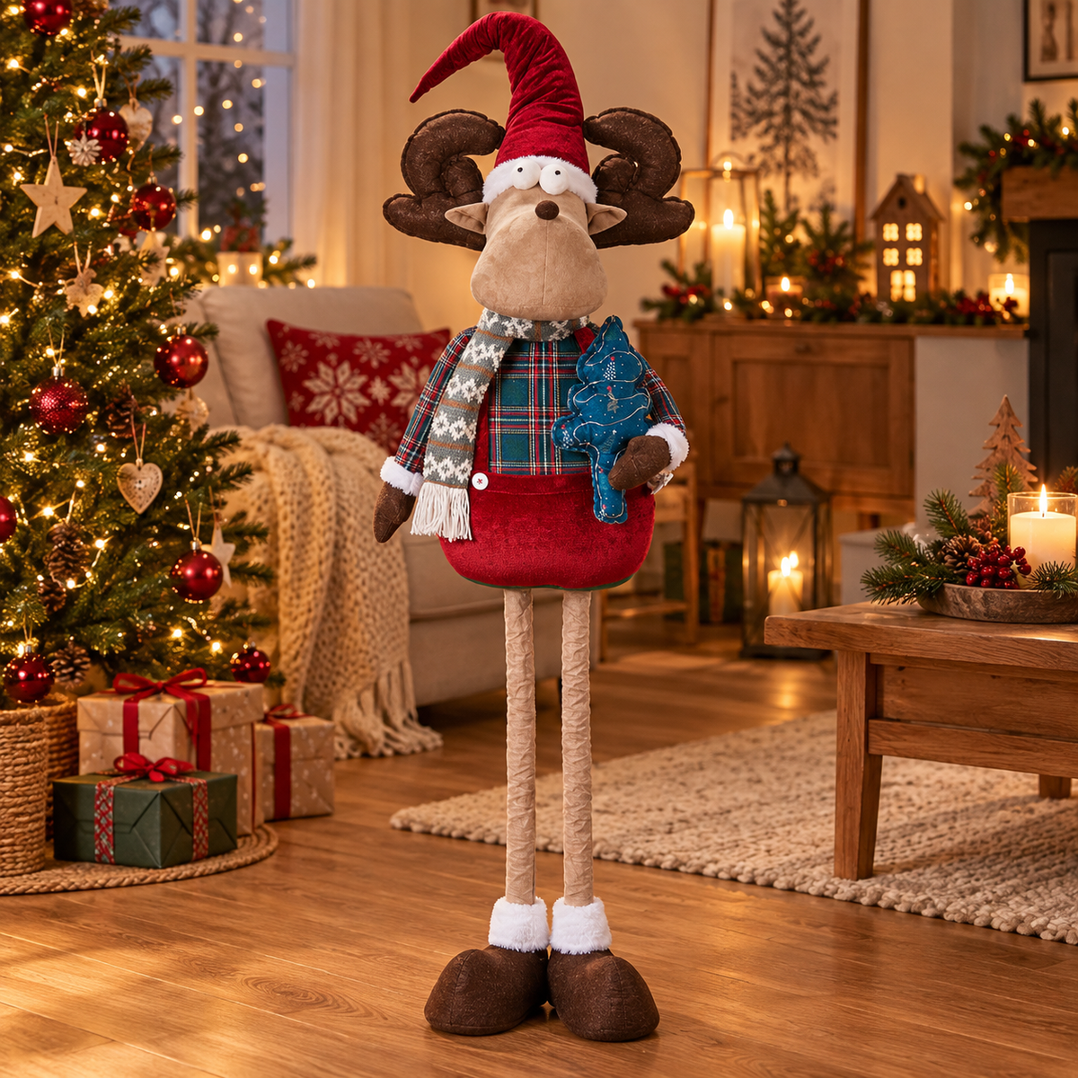 LED Rensdyr med Teleskopben – Julefigur 190 cm 2 design
