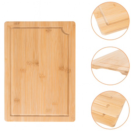 Skærebræts sæt  Bambus 3-i-1 med Holder – Flere Størrelser og Saft-riller