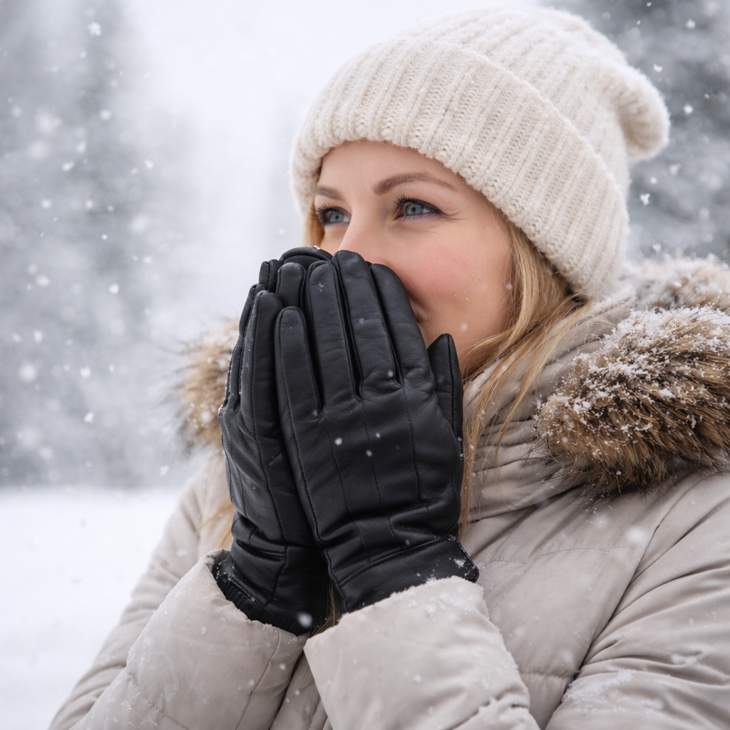 Eksklusive Dame Læderhandsker 100% Ægte Læder – Stilfuld Varme til Dine Hænder!