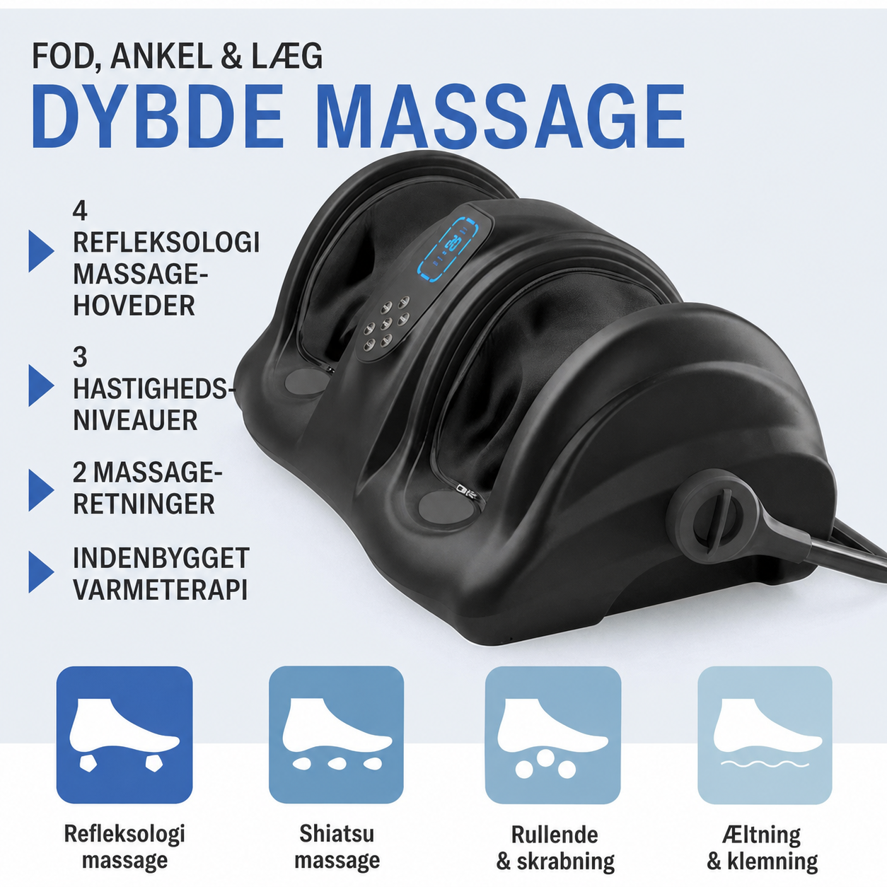 Massageapparat med varme og fjenbetjening