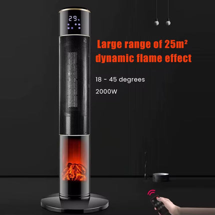 Søjlevarmer 2000W med pejseeffekt og fjernbetjening