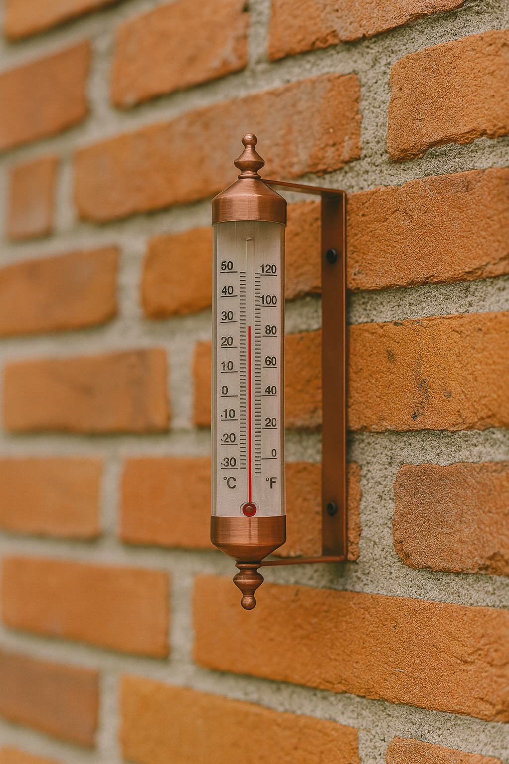 Udendørs termometer i sølv eller kobber, flot design