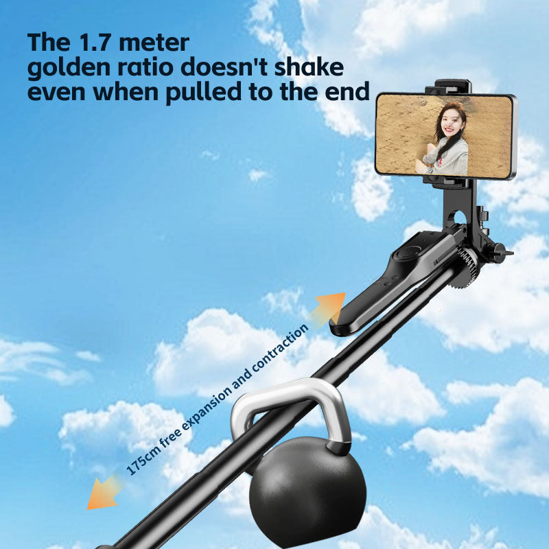 Selfiestang, 175 cm, med LED-lys, fjernbetjening & tripod-funktion