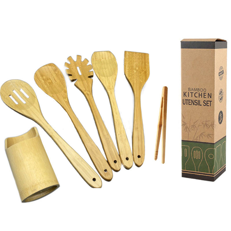 Køkkensæt i Bambus 6 dele plus holder