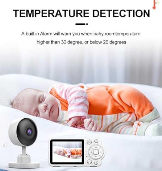 Babyalarm 2,8” Skærm – Trådløs uden WiFi, Nattesyn & 2-vejs Lyd