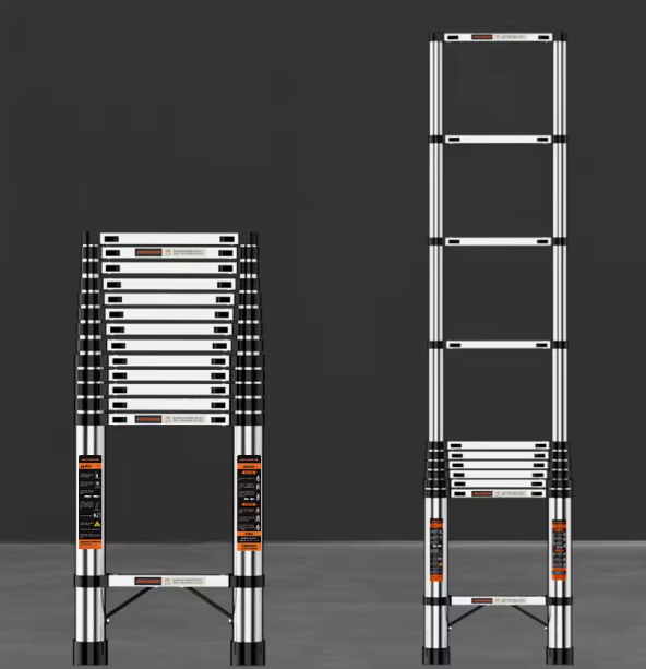Teleskopisk Stige 4,1 meter i Rustfrit Stål – Justerbar & Pladsbesparende