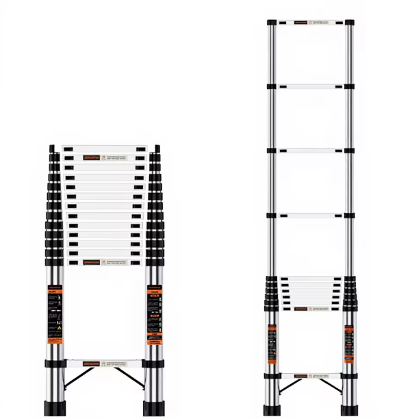 Teleskopisk Stige 4,1 meter i Rustfrit Stål – Justerbar & Pladsbesparende