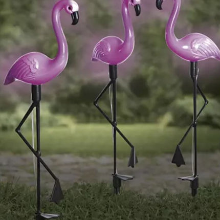 Solcelle flamingoer 3 stk. med lys