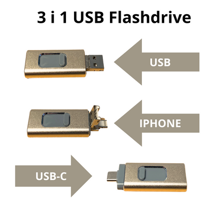 USB Flashdrive 3 i 1 Stik
