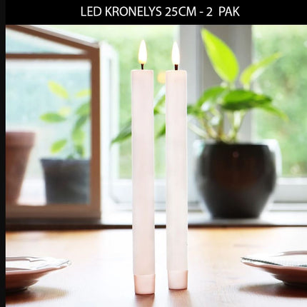 LED Kronelys 25 cm   - 2 pak