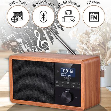 Trådløs radio med DAB+, Bluetooth & Alarm