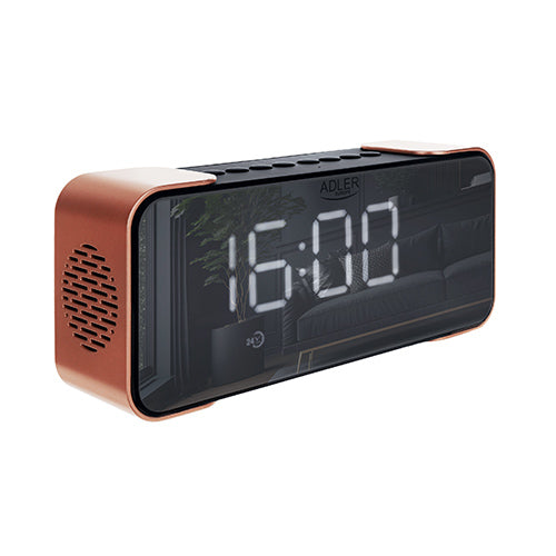 Radio i kobber farve med Vækkeur med Bluetooth og FM Radio