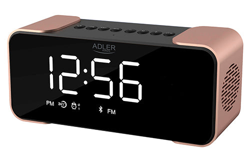Radio i kobber farve med Vækkeur med Bluetooth og FM Radio