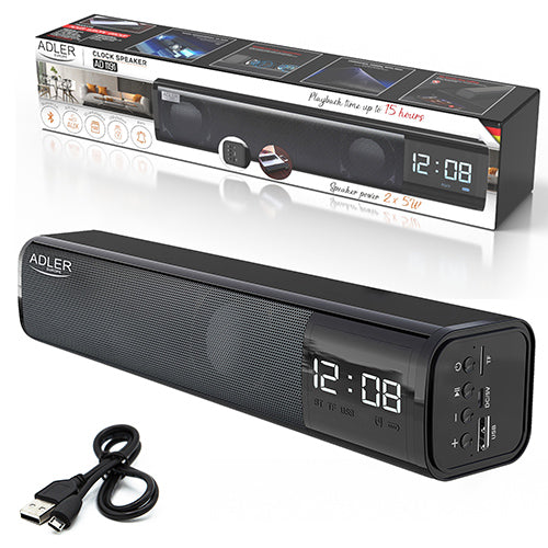 Multifunktionel Bluetooth Soundbar med Ur og Alarm