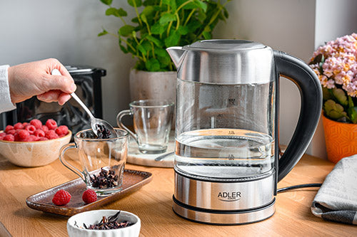 Elkedel 1,7 L i glas, temperaturstyret, med LCD og LED-lys