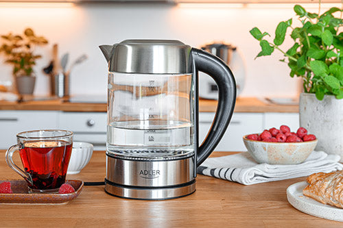 Elkedel 1,7 L i glas, temperaturstyret, med LCD og LED-lys