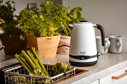 Stilfuld Elkedel i Rustfrit Stål med LCD-display og Temperaturstyring – 1,7 L