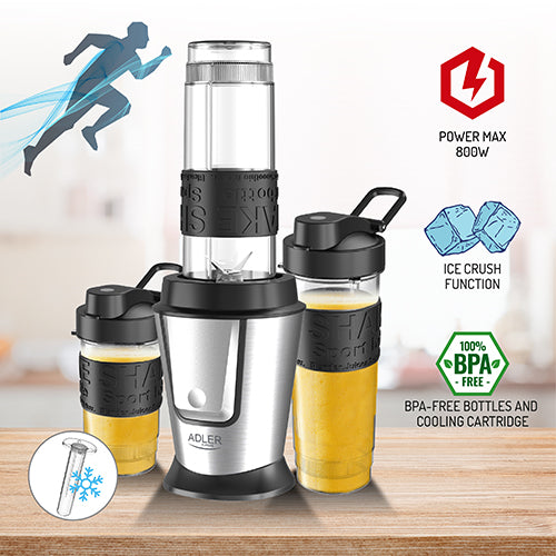Blender med 2 sportsflasker