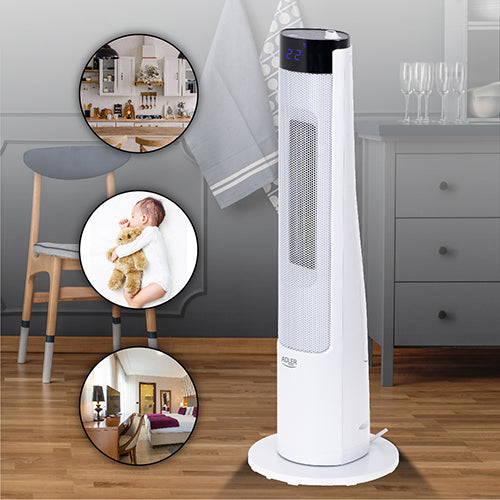 Tårnventilator med LCD, Varmeblæser og Luftfugter - 75cm