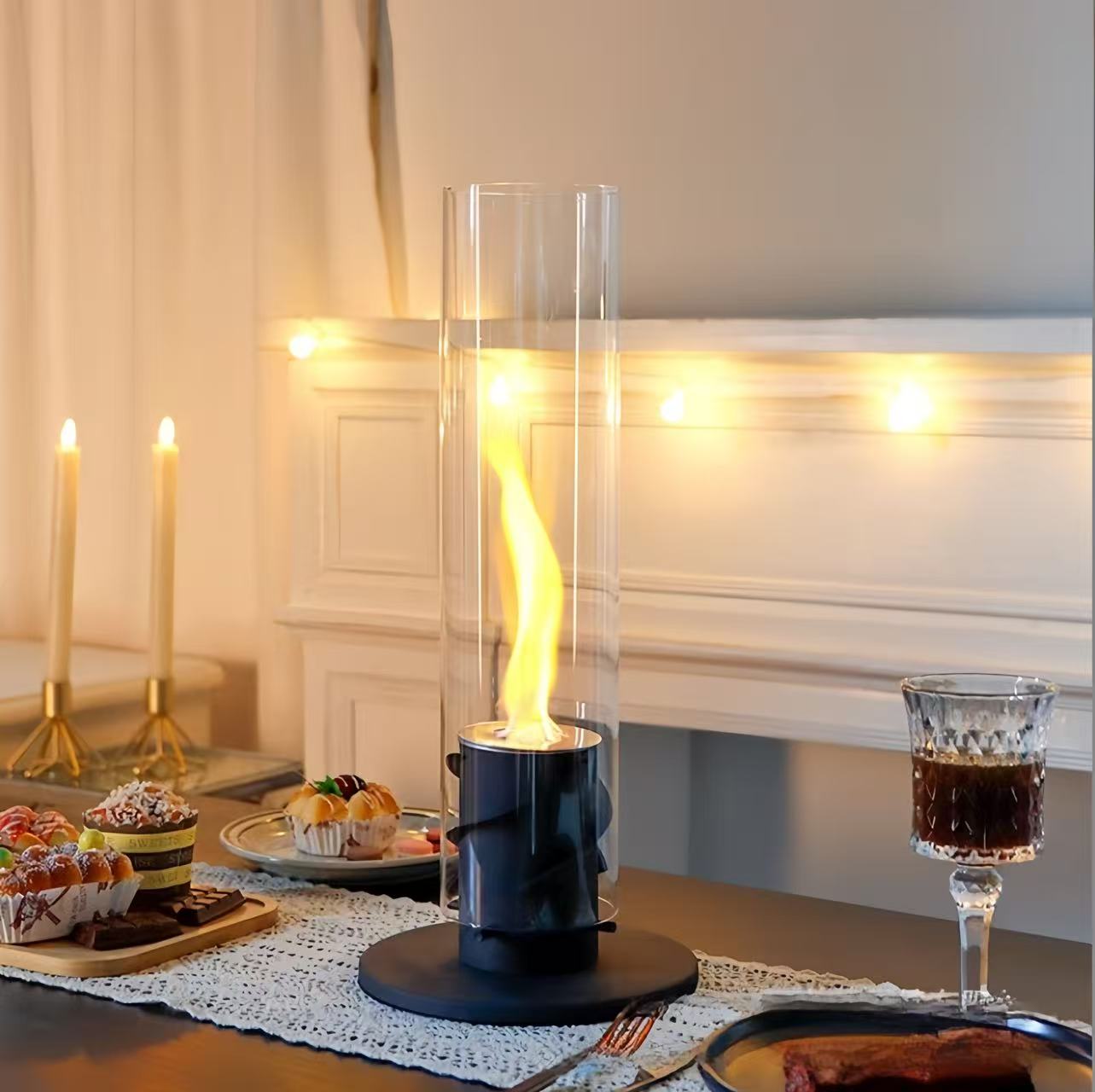 Roterende Bioethanol Bordpejs – Moderne Rund Pejs med Flammeeffekt