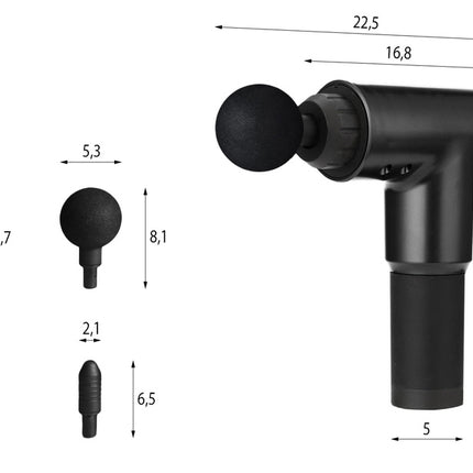 Massagepistol med 4 Udskiftelige Hoveder - Til Dybdegående Muskelafslapning