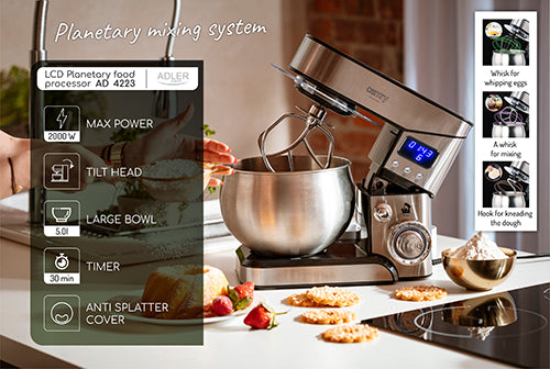 Køkkenmaskine med LCD-skærm - 5 Liter