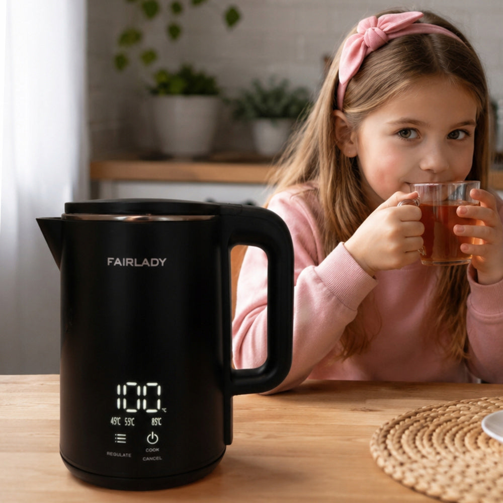 Elkedel 1,9 Liter med Temperaturstyring og LED Display – 1500W Sort Elektrisk Kedel