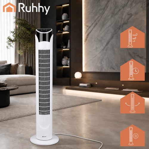 Tårnventilator 83 cm med Fjernbetjening Hvid – Støjsvag 45W