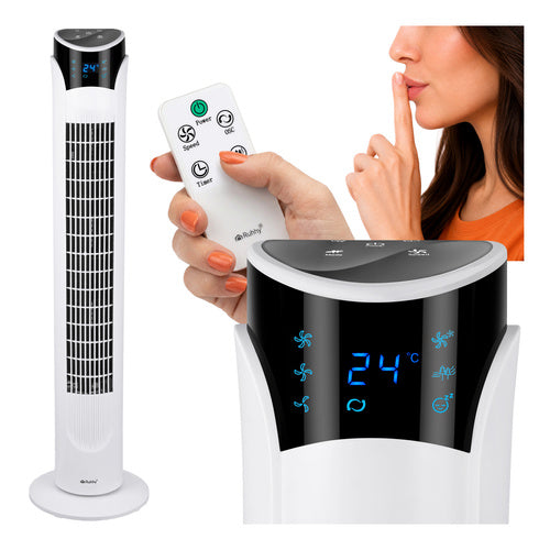 Tårnventilator 83 cm med Fjernbetjening Hvid – Støjsvag 45W