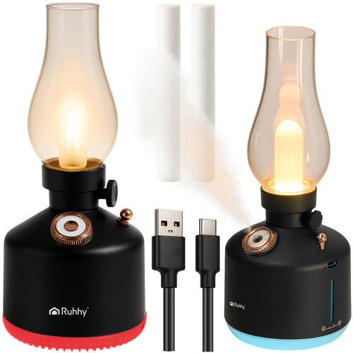 Luftfugter & Natlampe – USB, 14 RGB-farver, trådløs, retro