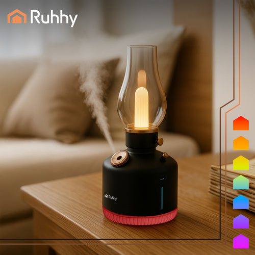 Luftfugter & Natlampe – USB, 14 RGB-farver, trådløs, retro