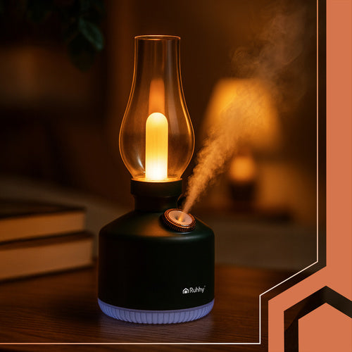 Luftfugter & Natlampe – USB, 14 RGB-farver, trådløs, retro