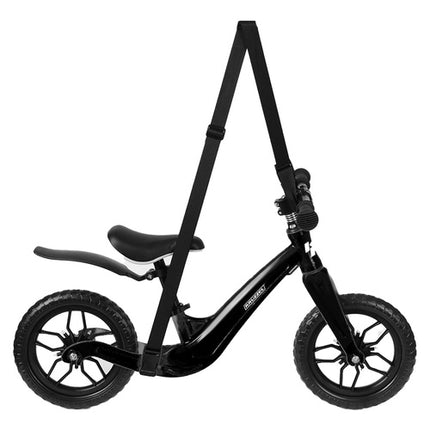 Løbecykel til børn 2+ – Letvægts med 12" EVA hjul & skulderrem – sort