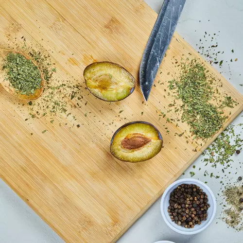 Bambus Skærebræt Sæt med 4 Stykker + Holder