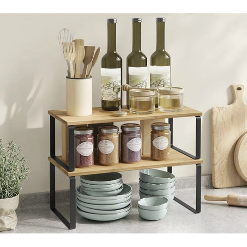 Bambus Krydderihylde – 2-i-1 Køkkenorganisator til Bordet