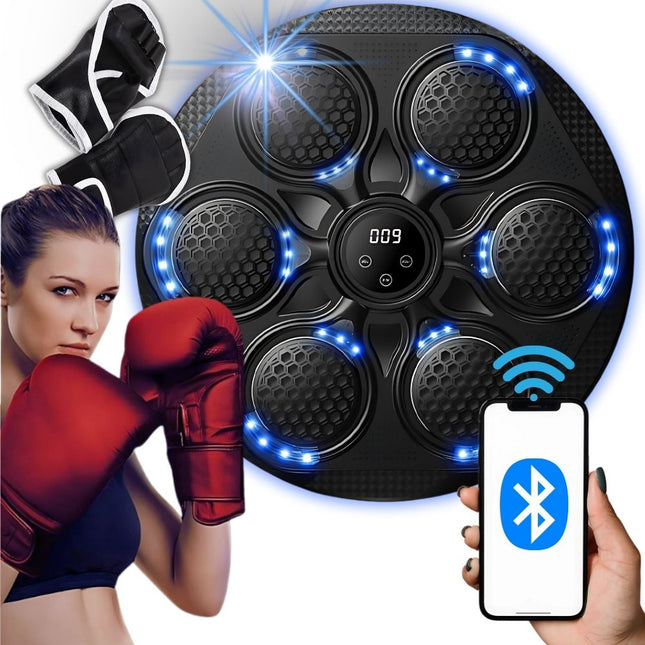 Bokse maskine med LED, bluetooth musik & boksehandsker – 15 Hastigheder