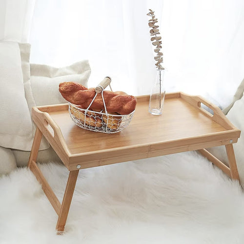 Foldbar morgenmads bord i  Bambus – Perfekt til Sengen