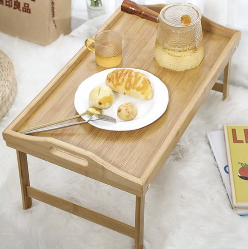 Foldbar morgenmads bord i  Bambus – Perfekt til Sengen