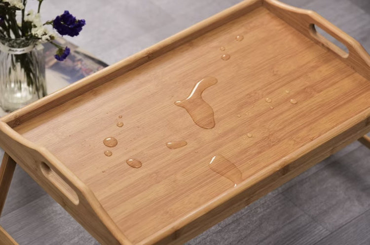 Foldbar morgenmads bord i  Bambus – Perfekt til Sengen