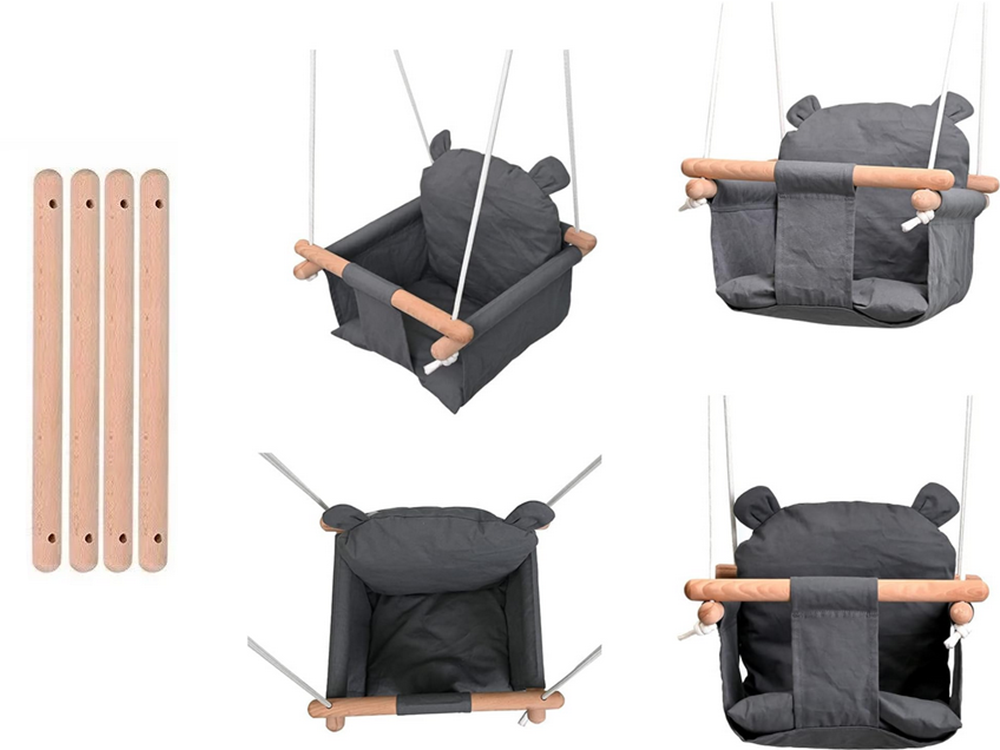 Børnegynge med Høj Ryglæn og Sikkerhedssele - Grå