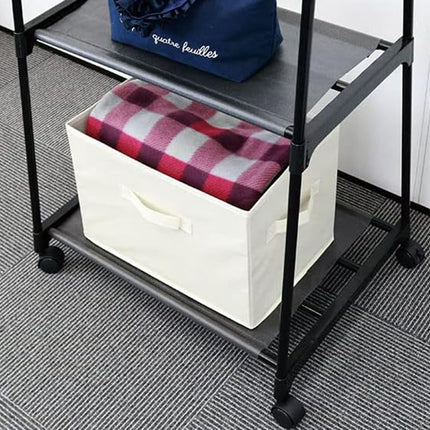 Tøjstativ med hjul og 2 hylder