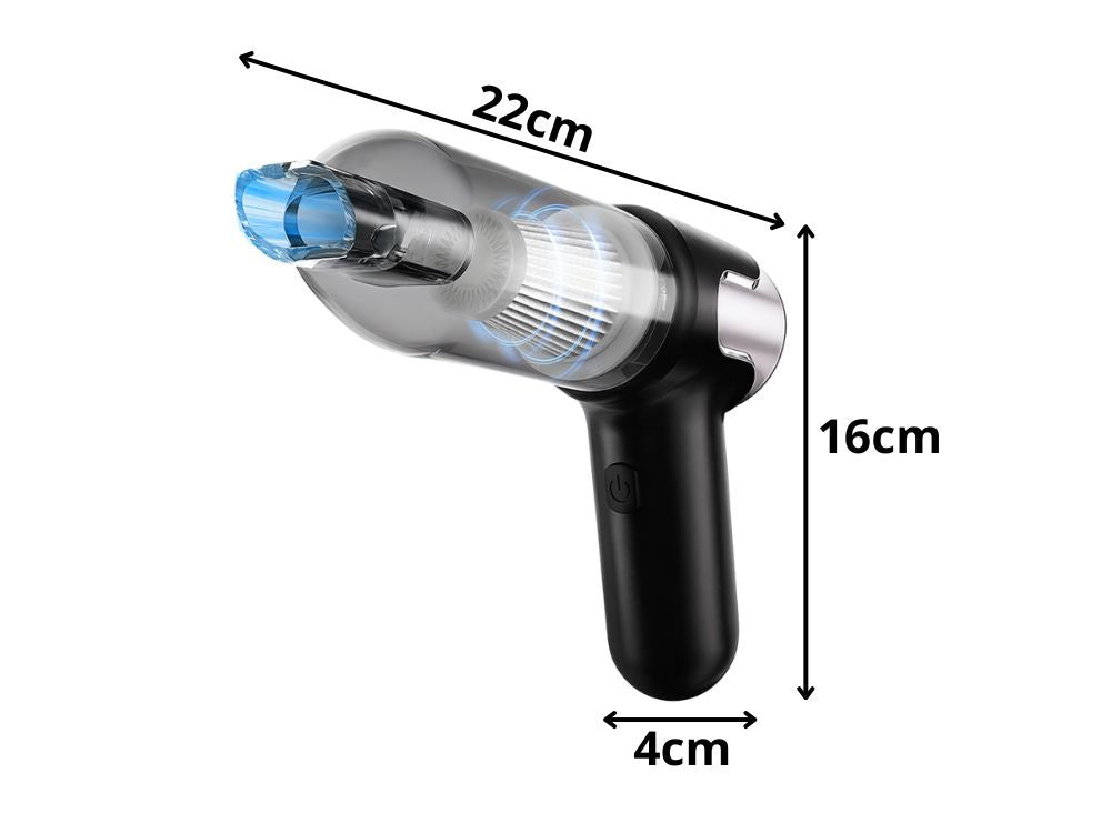 Trådløs støvsuger til bil og hjem – 120W Turbo med 6 dyser og blæsefunktion