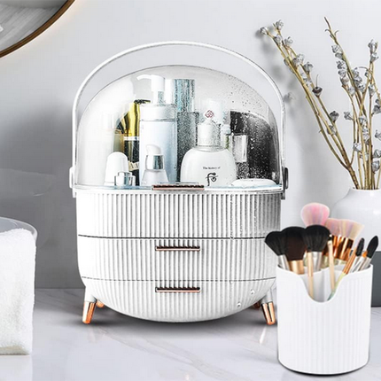 Elegant Kosmetik og Makeup Holder med Skuffer og Håndtag