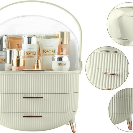 Elegant Kosmetik og Makeup Holder med Skuffer og Håndtag
