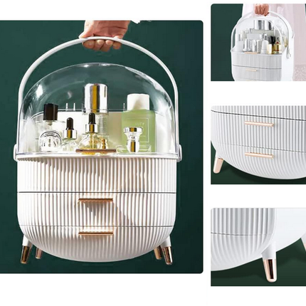 Elegant Kosmetik og Makeup Holder med Skuffer og Håndtag